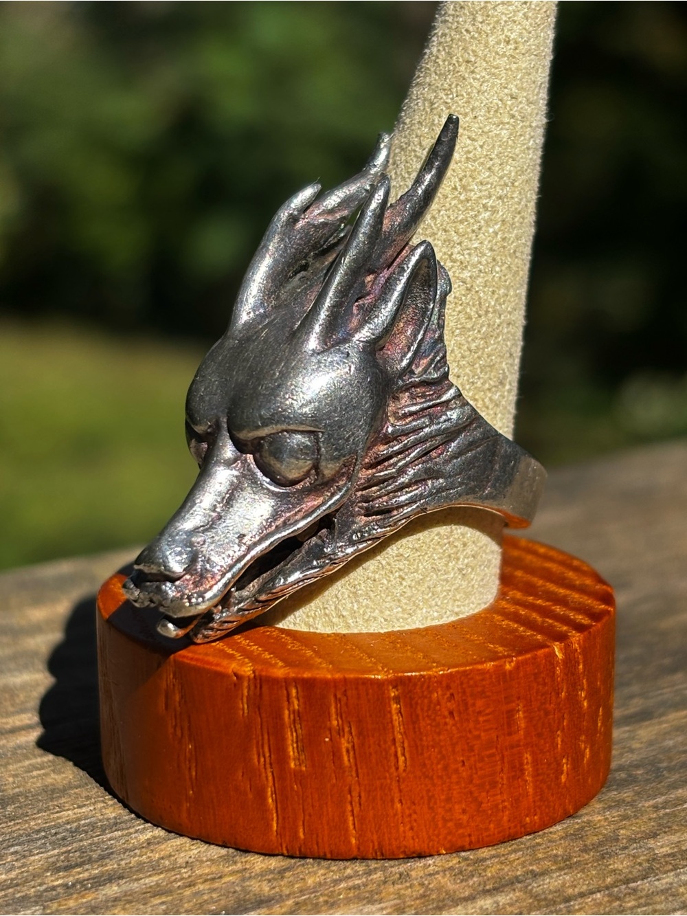 Vintage Sterling Silver Dragon Head Men's Ring - Silver